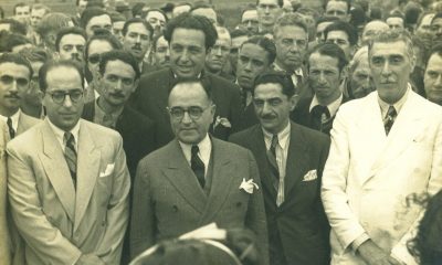 Em 1940, o presidente Getúlio em São Léo: Cel. Oswaldo Cordeiro de Farias (interventor federal do RS), Getúlio e Theodomiro Porto da Fonseca (interventor/prefeito de SL, de terno branco) (foto: Acervo Museu Histórico Visconde, SL)